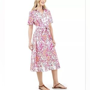 Fever Button Front Tie Waist Midi Dress Floral NWT Medium